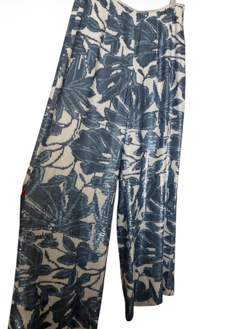 Lafayette 148 Riverside Wide Leg Sequin Ankle Pants In Blue‎ Sz 6.